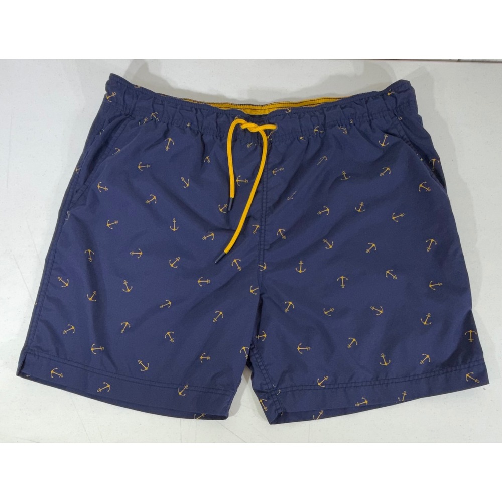 Tommy Hilfiger Swim Trunks XXL Navy Blue Gold Anchor Print Nautical Sailing Boat